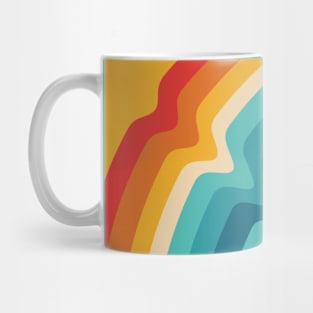 Rippled Retro Rainbow with Sun on Pale Blue Background Mug